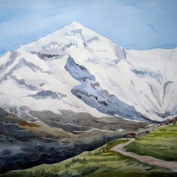 Peinture intitulée "Beauty of Himalayan…" par Samiran Sarkar, Œuvre d'art originale, Aquarelle