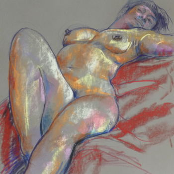 Peinture intitulée "Un peu de repos" par Pierre Feyeux, Œuvre d'art originale, Pastel