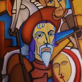 Painting titled "Tilting Windmils" by Peter A. Lang, Original Artwork, Oil