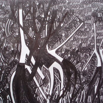 Drawing titled "Ibiza" by Michael Fitzgerald, Original Artwork, Ink