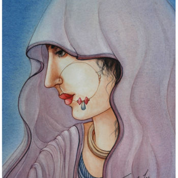 Painting titled "BEAUTY IN LILAC" by Suddha Sama, Original Artwork, Watercolor