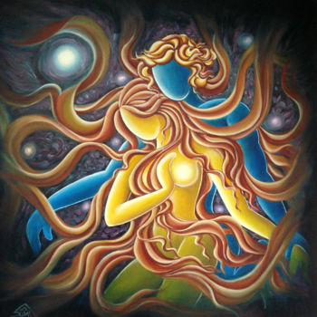 Painting titled "DIVINE DANCERS" by Suddha Sama, Original Artwork, Oil
