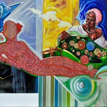 Schilderij getiteld "Olympia" door Pascal Buffard, Origineel Kunstwerk, Olie