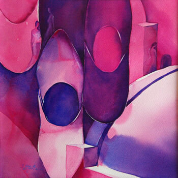Painting titled "Bubble babouche" by Isabelle Seruch Capouillez, Original Artwork, Watercolor