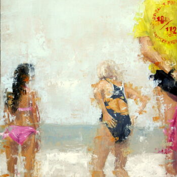 Painting titled "Baignade Surveillée" by Maryline Mercier, Original Artwork, Oil