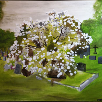 Painting titled "flowering-tree-near…" by Jesse Waugh, Original Artwork