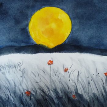 Peinture intitulée "A26-Coucher-sur-la-…" par Dany Champeme, Œuvre d'art originale, Aquarelle