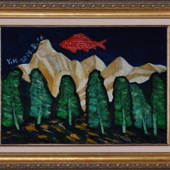 绘画 标题为“.王一豪绘画作品欣赏"四姑娘山"” 由一豪 王, 原创艺术品, 彩画