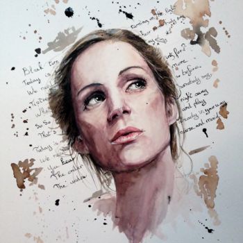 Peinture intitulée "Agnes Obel" par Jérôme Royer, Œuvre d'art originale, Encre
