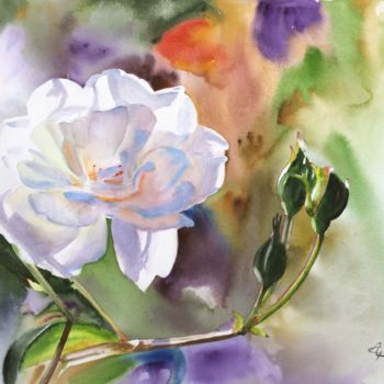 Painting titled "Dans la lumière" by Adyne Gohy, Original Artwork, Watercolor