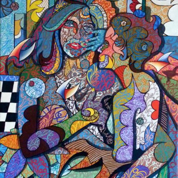 Painting titled "secrets de filles" by Philippe Sidot Et Charlotte Carsin, Original Artwork