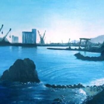 Ζωγραφική με τίτλο "Porto di Savona/Har…" από Vincenzo Rappa, Αυθεντικά έργα τέχνης, Λάδι