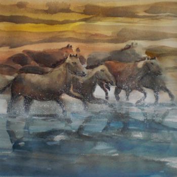 "horse race" başlıklı Tablo Giorgio Gosti tarafından, Orijinal sanat, Suluboya
