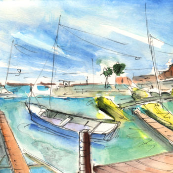 Painting titled "Trimaran in Benicar…" by Miki De Goodaboom, Original Artwork, Watercolor