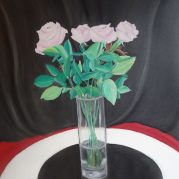 Peinture intitulée "Roses" par Dominique Van De Velde, Œuvre d'art originale, Huile