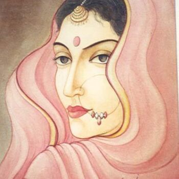 Painting titled "OUESTIONING" by Suddha Sama, Original Artwork, Watercolor