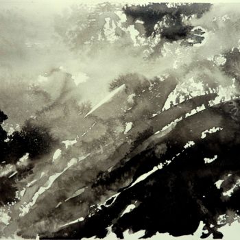 Peinture intitulée "Perdus dans la brum…" par Clau Redier-Clément, Œuvre d'art originale, Encre