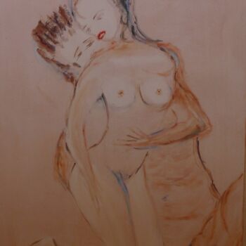 Peinture intitulée "L'ETREINTE" par Jacqueline Claux (Jaklinclo), Œuvre d'art originale, Huile Monté sur Châssis en bois