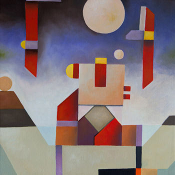 Peinture intitulée "Attrapeur de Lune" par Antony Squizzato, Œuvre d'art originale, Huile
