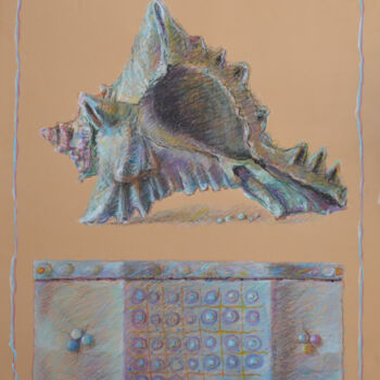 Drawing titled "Blue Shell" by Mandy Sand, Original Artwork, Pastel