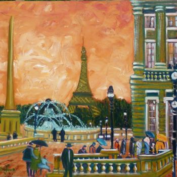 Peinture intitulée "N8-Place de la Conc…" par Lucien Dufour, Œuvre d'art originale, Huile Monté sur Châssis en bois