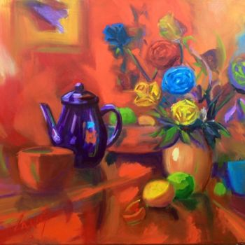 Painting titled "Red Bowl.jpg" by Peter A. Lang, Original Artwork, Oil