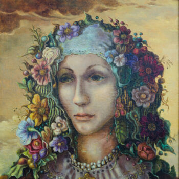 Schilderij getiteld "Woman portrait" door Mandy Sand, Origineel Kunstwerk, Olie