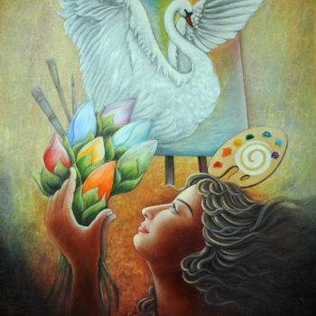 Painting titled "WISDOM TREE" by Suddha Sama, Original Artwork, Oil