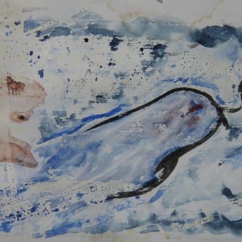 Peinture intitulée "ABSTRAIT sur fond b…" par Jeannette Allary, Œuvre d'art originale, Aquarelle
