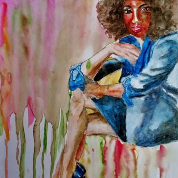 Peinture intitulée "Composition 2 "Atte…" par Brigitte Mathé (MBL), Œuvre d'art originale, Aquarelle