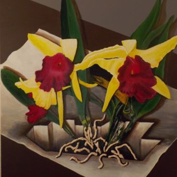 Painting titled "thai orchyd" by Alain Berthier, Original Artwork, Acrylic