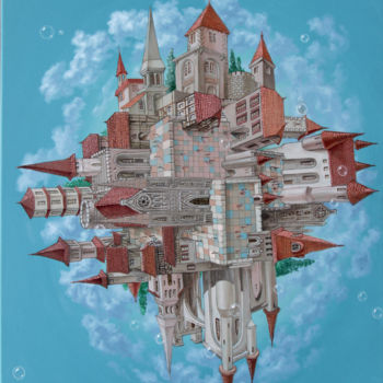 Painting titled "Asteroid" by Victor Molev, Original Artwork, Oil