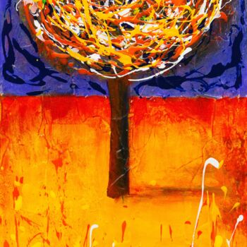 Painting titled "Arbre solitaire" by Artstudio29, Original Artwork, Acrylic