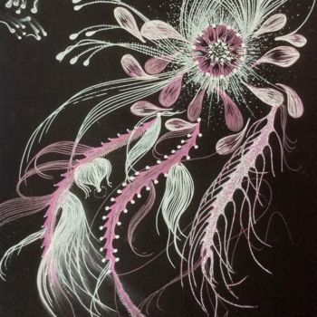 Zeichnungen mit dem Titel "Fleur d'Ô VI" von Mona Bessaa, Original-Kunstwerk, Tinte