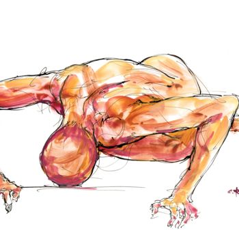 Peinture intitulée "A4 nov 2014 12" par Christian Rolland, Œuvre d'art originale, Gouache