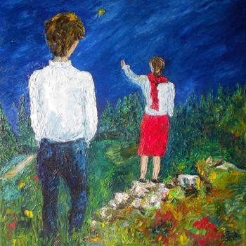 「L ETOILE DU BERGER」というタイトルの絵画 Nicodiによって, オリジナルのアートワーク, オイル