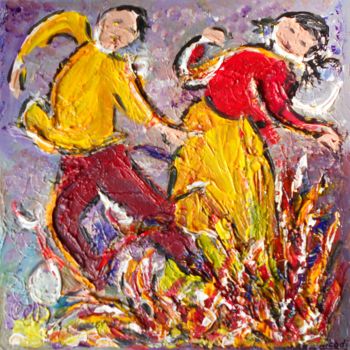 Pintura titulada "A LA ST JEAN FILLES…" por Nicodi, Obra de arte original, Acrílico