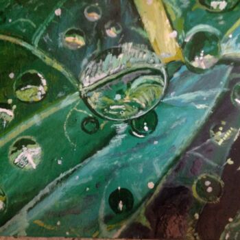 Peinture intitulée "Gouttes d'eau sur f…" par Mohammed Rachid Iraqi, Œuvre d'art originale, Acrylique
