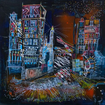 Peinture intitulée "Les semeurs d'étoil…" par Muriel Cayet, Œuvre d'art originale, Acrylique