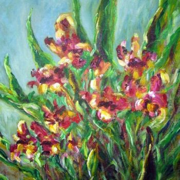 Peinture intitulée "IRIS SAUVAGES" par Nicodi, Œuvre d'art originale, Acrylique