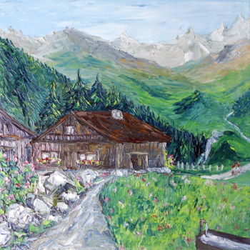 Schilderij getiteld "LE HAMEAU DU SAUT D…" door Nicodi, Origineel Kunstwerk, Olie