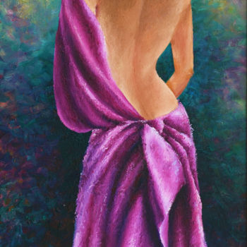 Ζωγραφική με τίτλο "Lady in purple" από Irina Laskin, Αυθεντικά έργα τέχνης, Λάδι