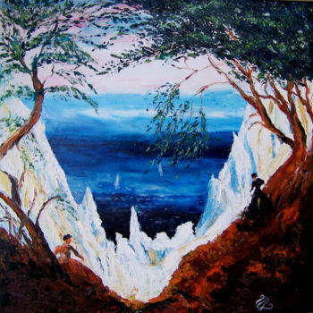 Painting titled "falaises-d-apres-ca…" by Mysane, Original Artwork, Oil