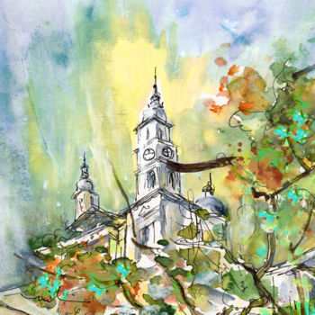 绘画 标题为“A Church In Budapes…” 由Miki De Goodaboom, 原创艺术品, 水彩