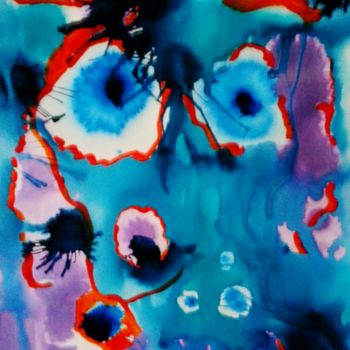 Pintura intitulada "Ocean 24 " Le cri"" por Brigitte Mathé (MBL), Obras de arte originais, Aquarela