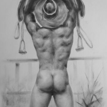 Zeichnungen mit dem Titel "DRAWING  MALE NUDE…" von Hongtao Huang, Original-Kunstwerk, Kohle