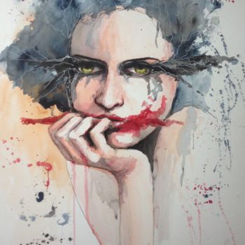 Peinture intitulée "ugly make-up 5." par Jérôme Royer, Œuvre d'art originale, Encre
