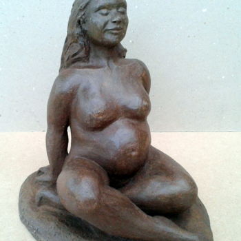 Sculpture intitulée "En attendant" par Marian Cobos, Œuvre d'art originale, Terre cuite