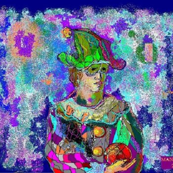 Digital Arts titled "Clown" by Mandy Sand, Original Artwork, Digital Painting