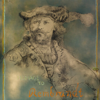 제목이 "Homage to Rembrandt"인 그림 Mandy Sand로, 원작, 파스텔